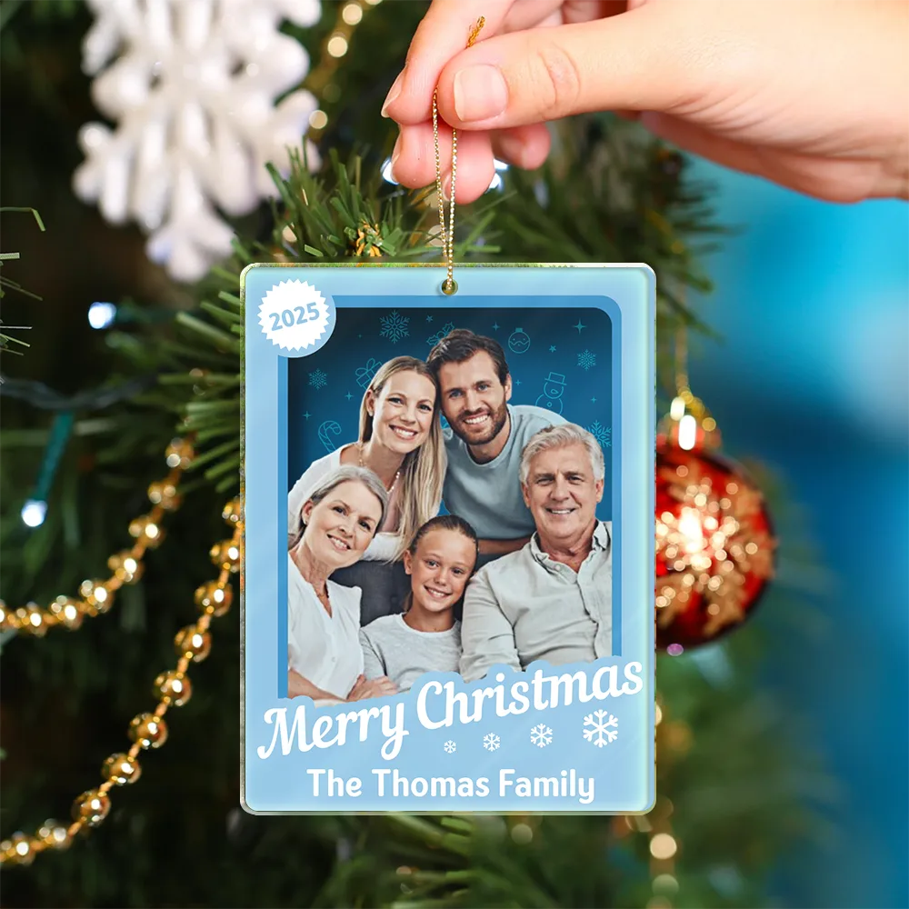 Custom Photo Christmas Sitting Family Toy Box - Personalized Custom Shaped Acrylic Ornament - Image 5