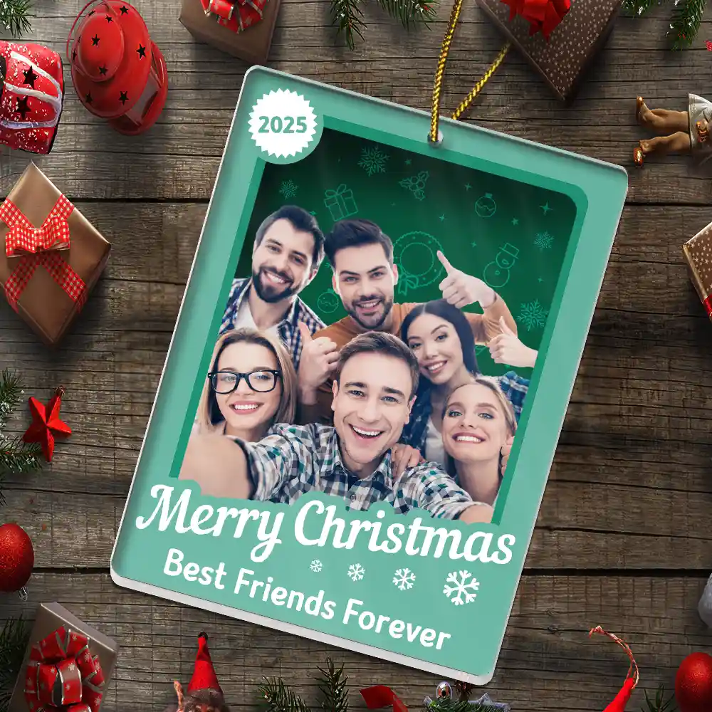 Custom Photo Christmas Sitting Family Toy Box - Personalized Custom Shaped Acrylic Ornament - Image 6