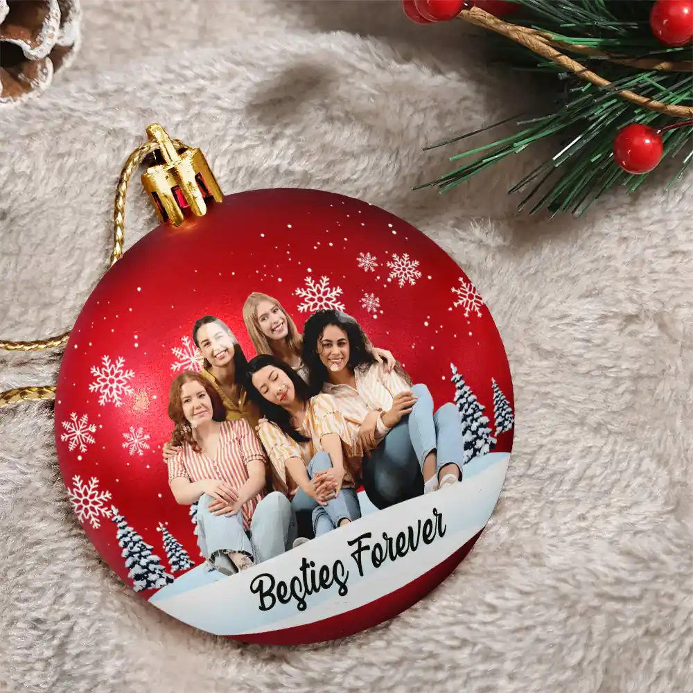Custom Photo Christmas Together Family - Personalized Ball Ornament - Image 3