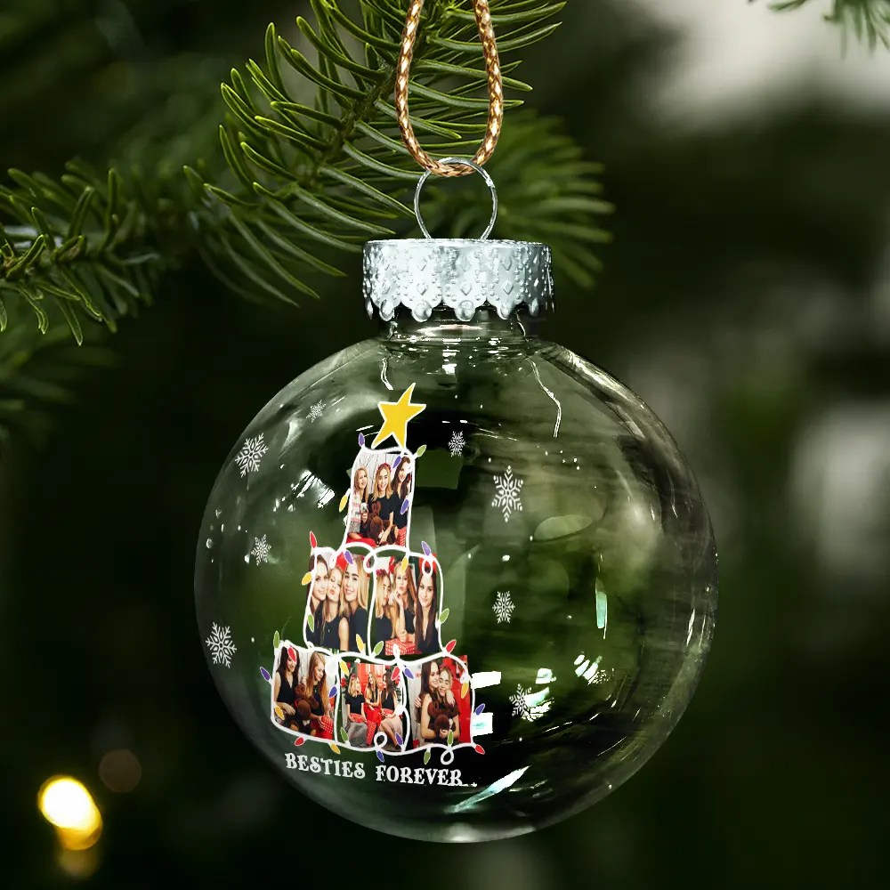 Custom Photo Christmas Tree - Personalized Ball Ornament - Image 2