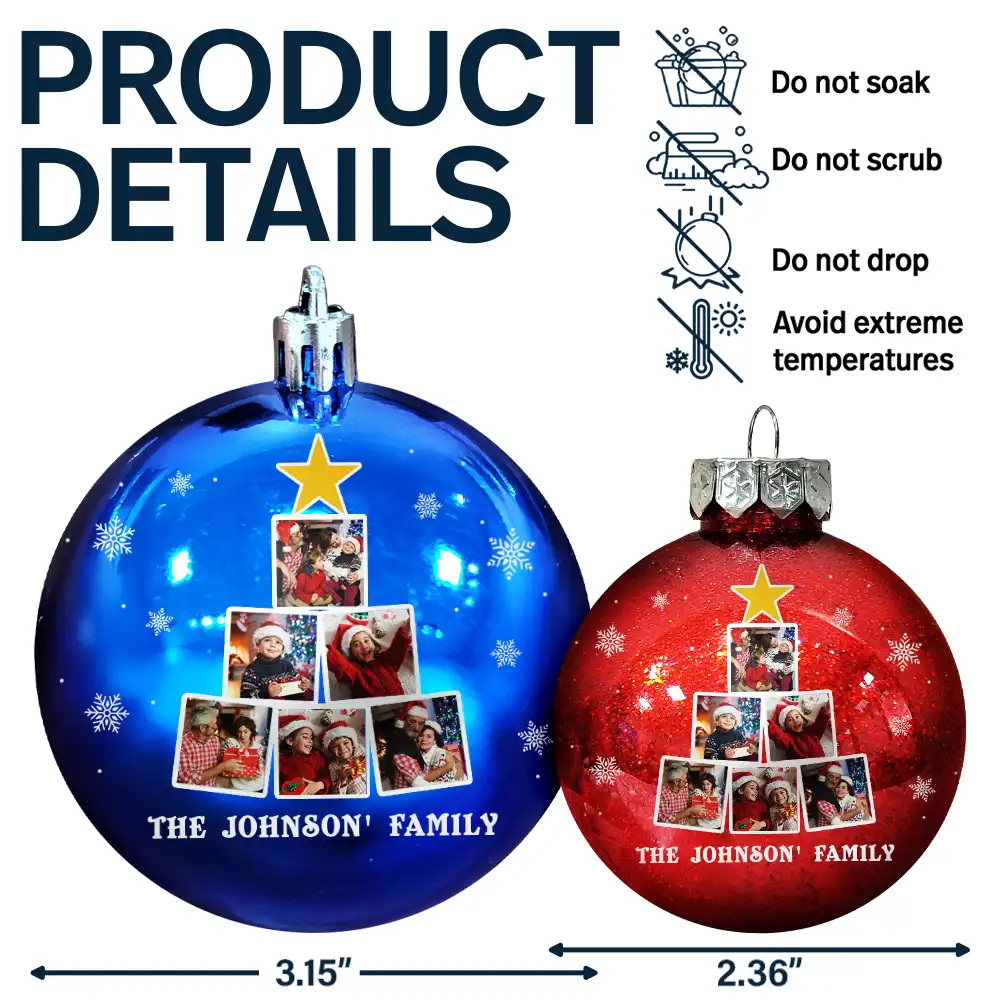 Custom Photo Christmas Tree - Personalized Ball Ornament - Image 7