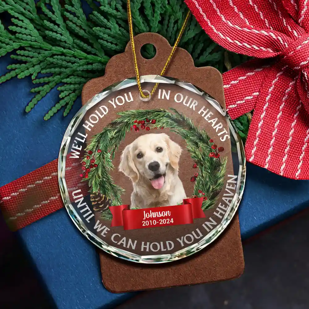 Custom Photo Christmas We'll Hold You In Our Hearts - Personalized Circle Glass Ornament - Image 6