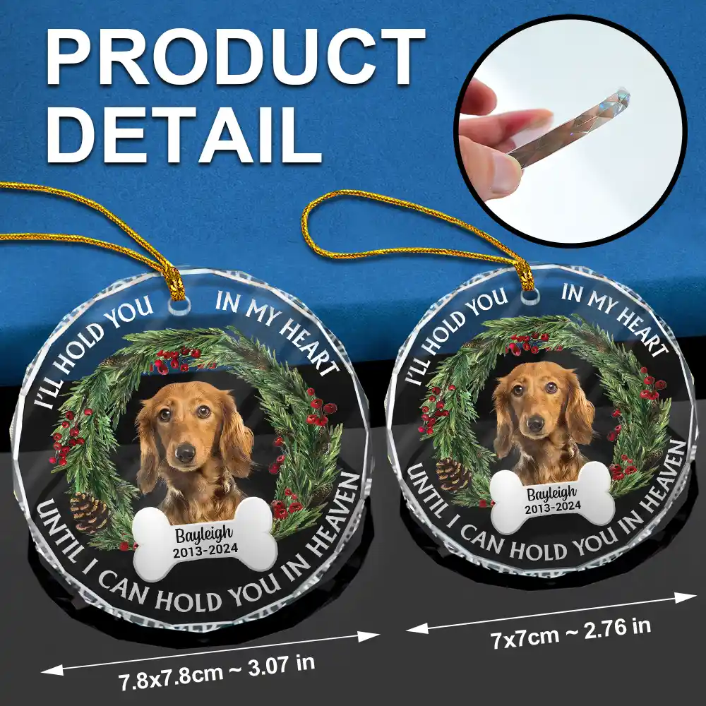 Custom Photo Christmas We'll Hold You In Our Hearts - Personalized Circle Glass Ornament - Image 7