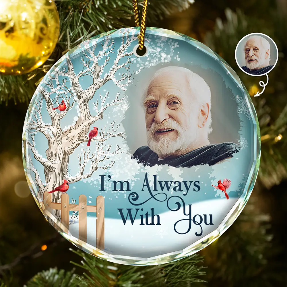 Custom Photo Christmas Will Never Be The Same Without You - Personalized Circle Glass Ornament - Image 2