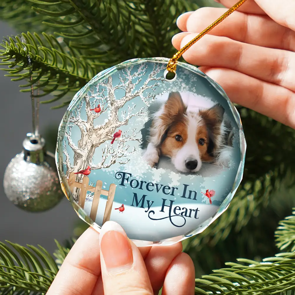 Custom Photo Christmas Will Never Be The Same Without You - Personalized Circle Glass Ornament - Image 3