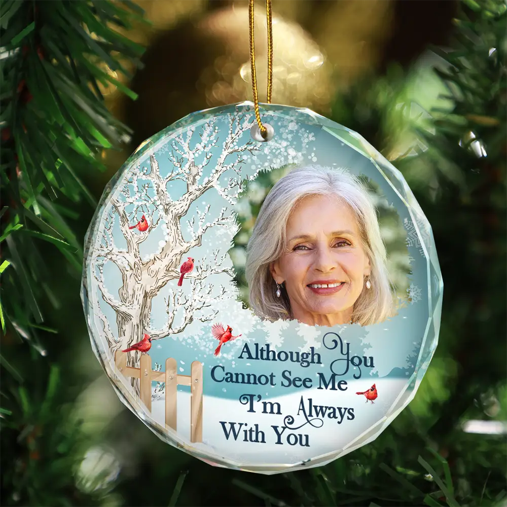 Custom Photo Christmas Will Never Be The Same Without You - Personalized Circle Glass Ornament - Image 4