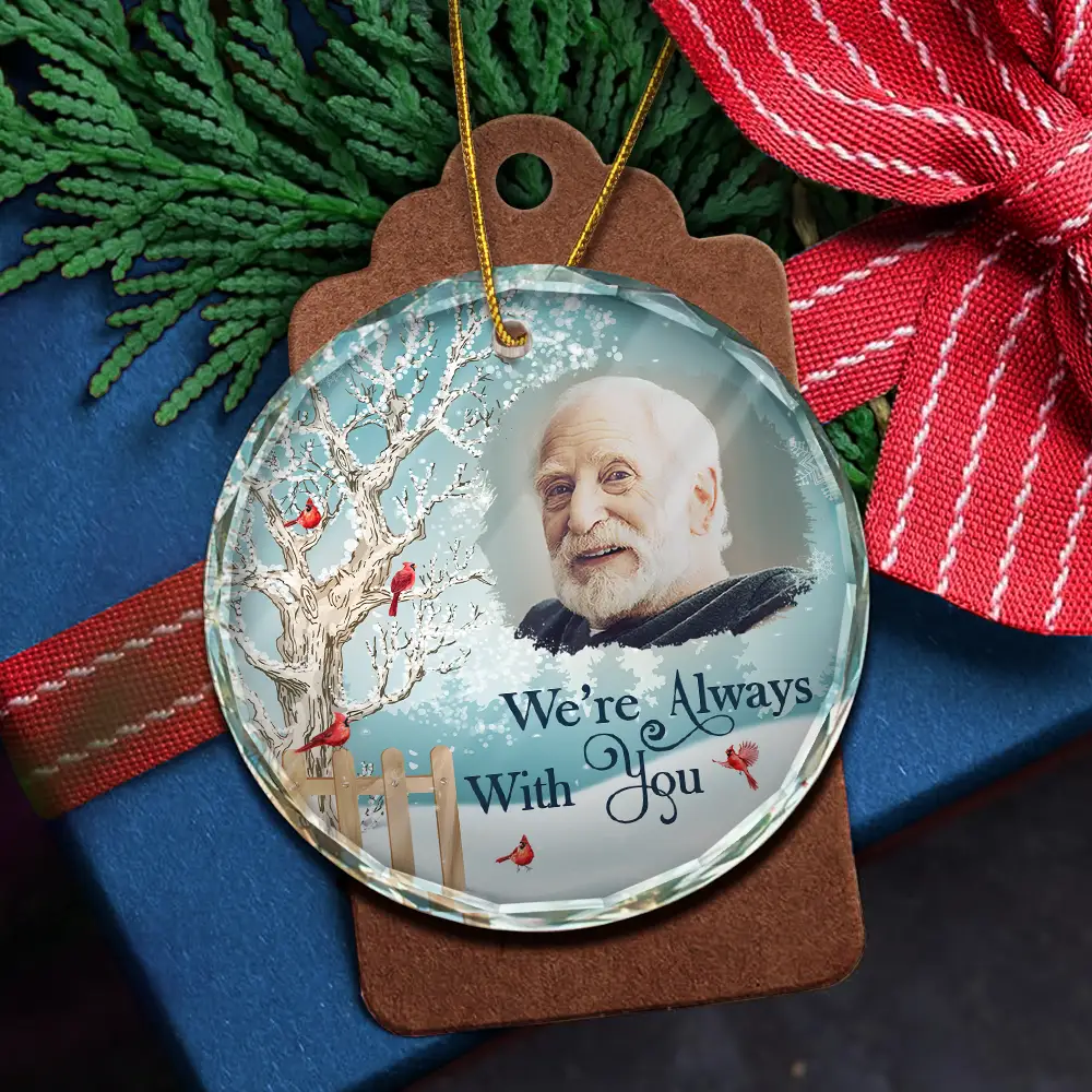 Custom Photo Christmas Will Never Be The Same Without You - Personalized Circle Glass Ornament - Image 6