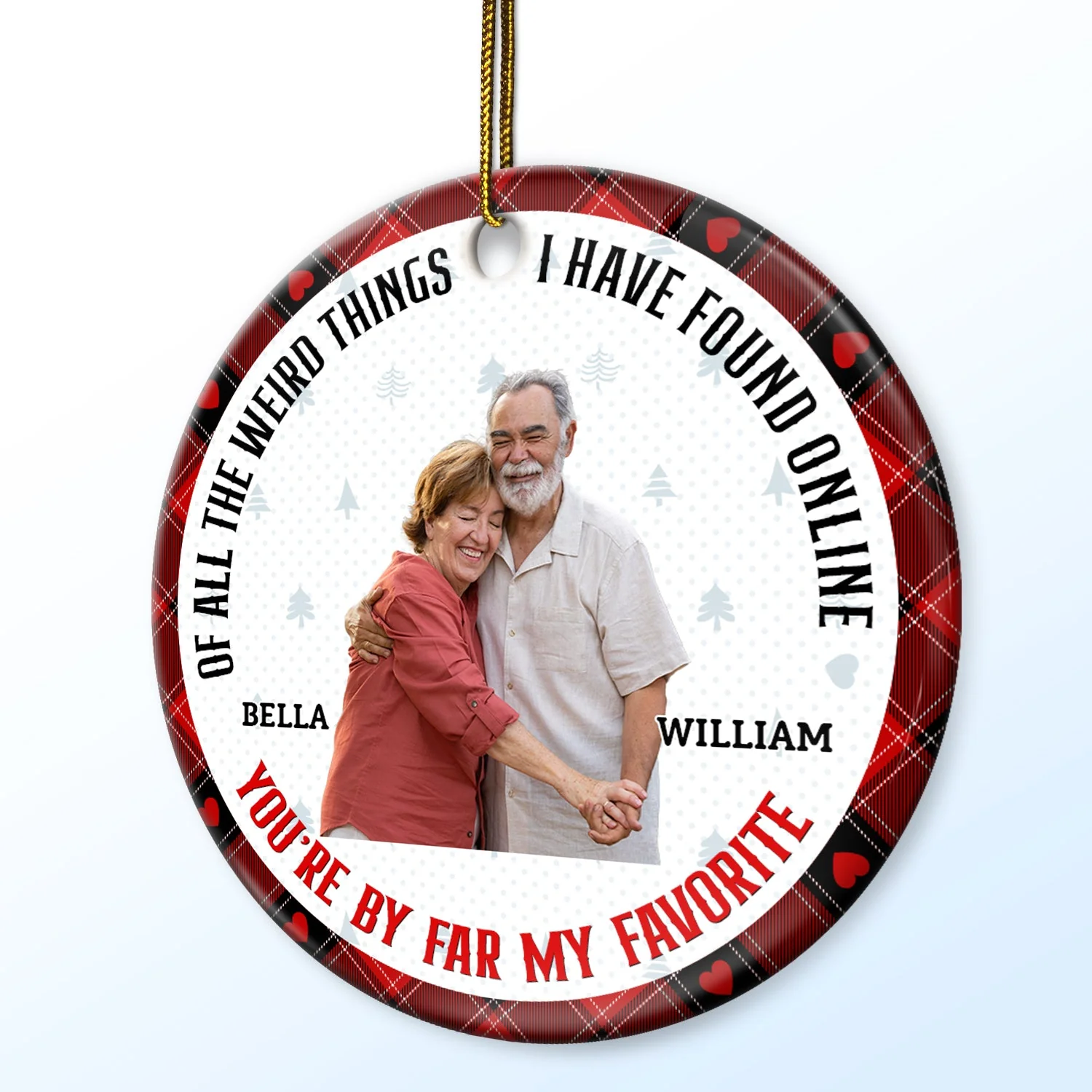 Custom Photo Christmas You Are By Far My Favorite - Gift For Couples - Personalized Custom Circle Ceramic Ornament - Image 3