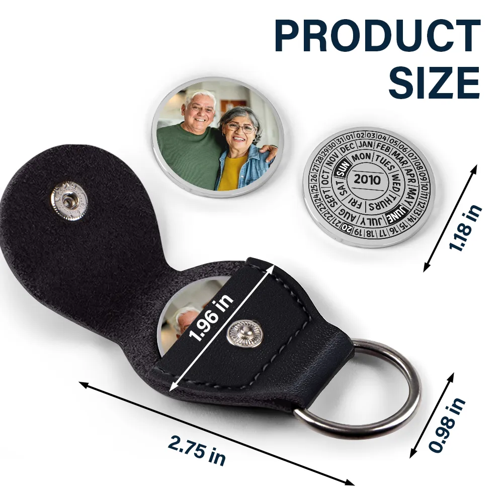 Custom Photo Circle Date Anniversary Reminder - Personalized Leather Pocket Hug - Image 5