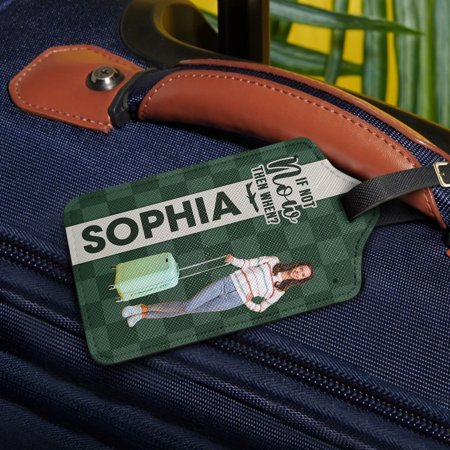 Custom Photo Collect Moments Not Things - Gift For Travellers, Travelling Lovers, Him, Her - Personalized Luggage Tag - Image 3
