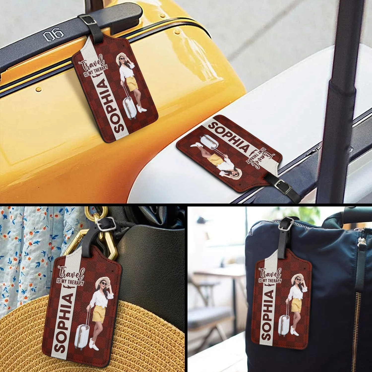 Custom Photo Collect Moments Not Things - Gift For Travellers, Travelling Lovers, Him, Her - Personalized Luggage Tag - Image 4