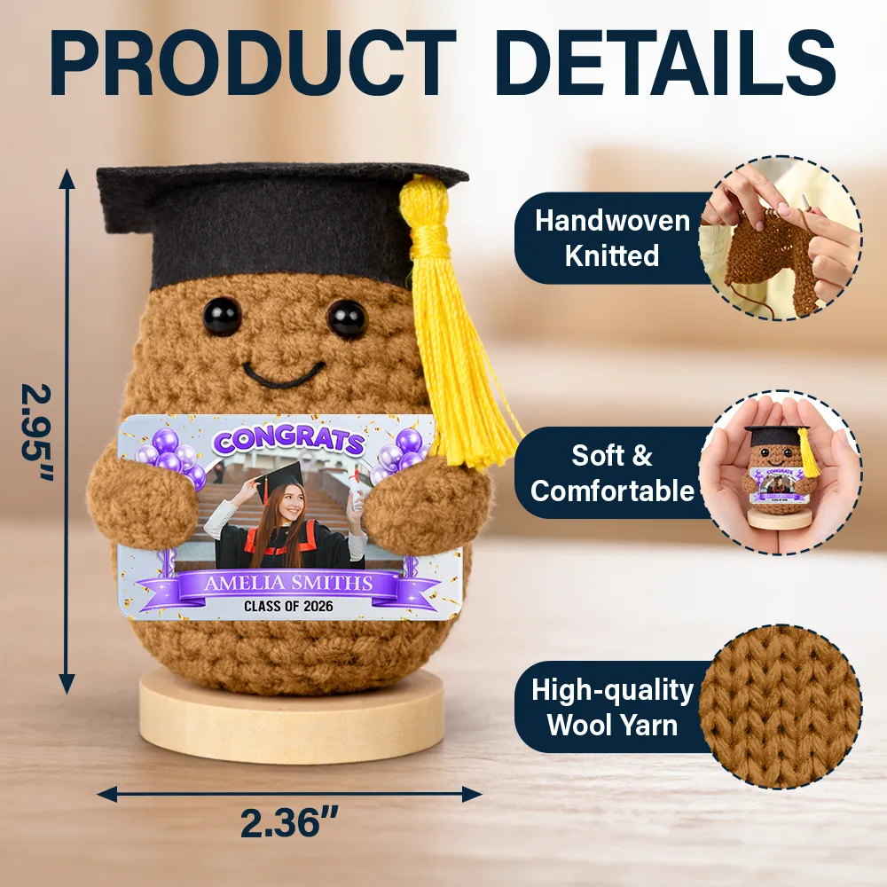 Custom Photo Congrats Graduate - Personalized Doll Crochet With Custom Card - Image 4