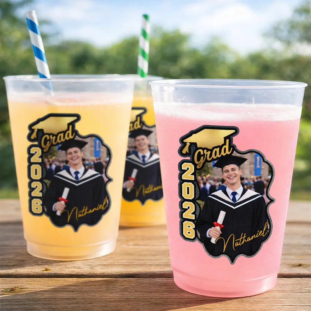 Custom Photo Congrats Graduate - Personalized Frosted Cups - Image 2