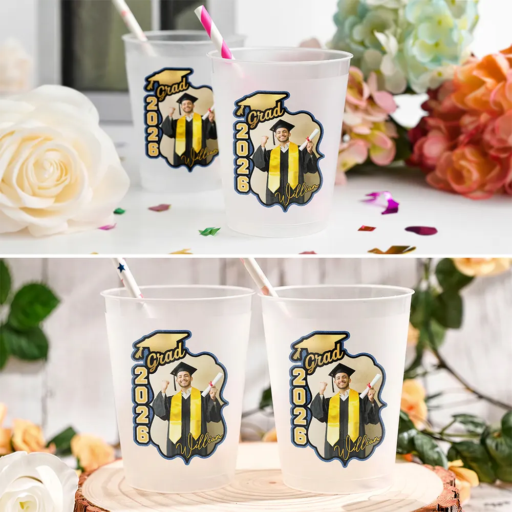 Custom Photo Congrats Graduate - Personalized Frosted Cups - Image 5
