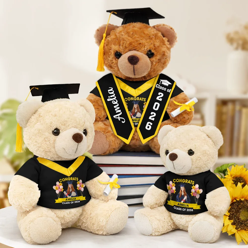 Custom Photo Congrats Graduate - Personalized Teddy Bear - Image 3