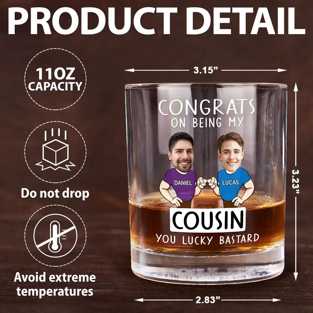 Custom Photo Congrats On Being My Brother You Lucky Man Funny Friend - Personalized Whiskey Glass - Image 6