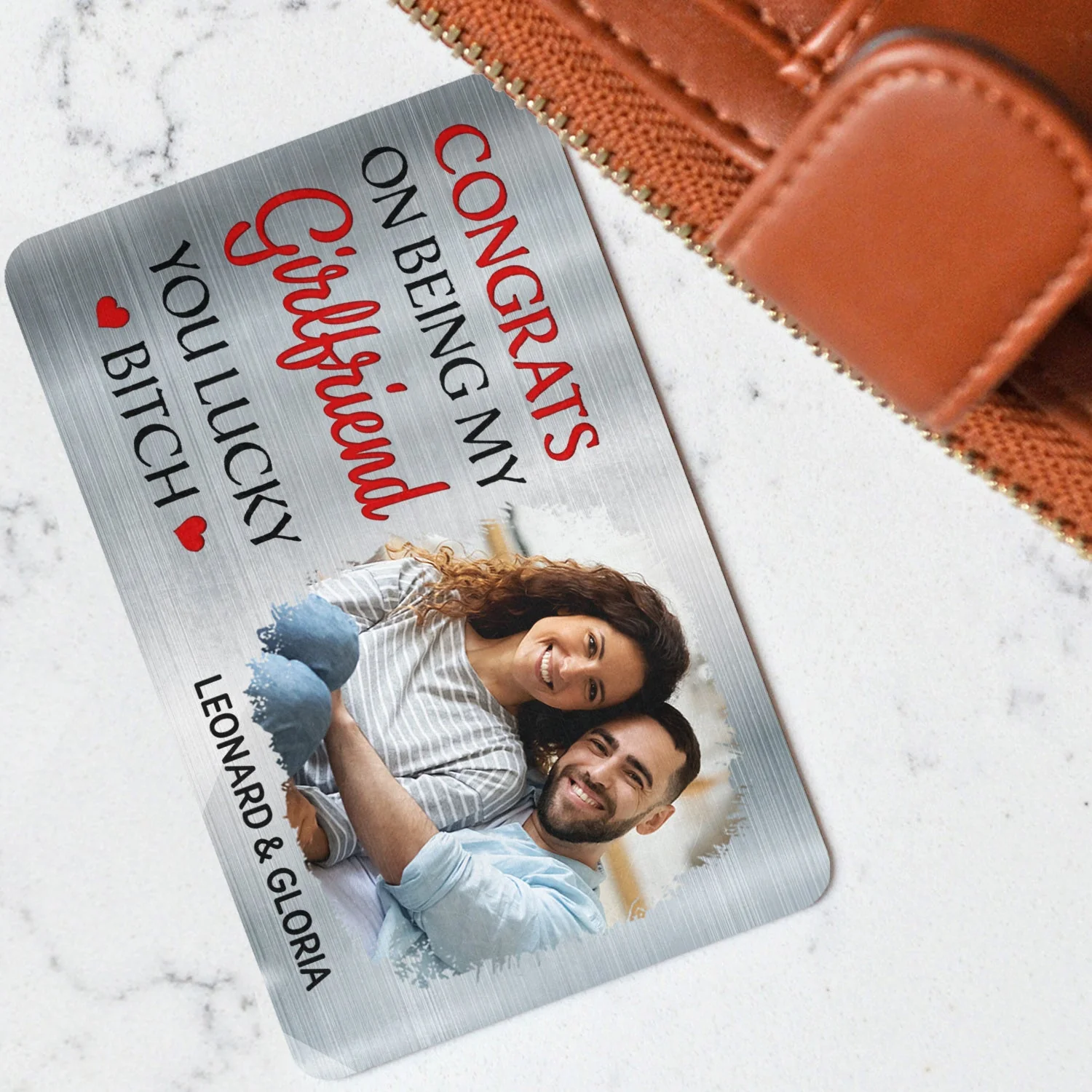 Custom Photo Congrats On Being My Husband - Anniversary Gift For Spouse, Lover, Couple - Personalized Aluminum Wallet Card - Image 3