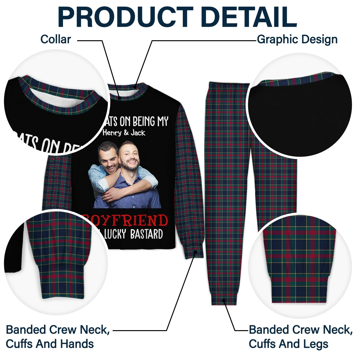 Custom Photo Congrats On Being My Husband - Gift For Couples, Family - Personalized Unisex Pajamas Set - Image 4