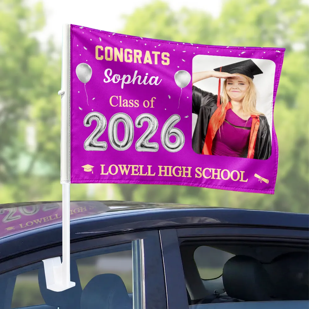 Custom Photo Congrats Proud Graduation Of The Class - Personalized Car Flag - Image 3