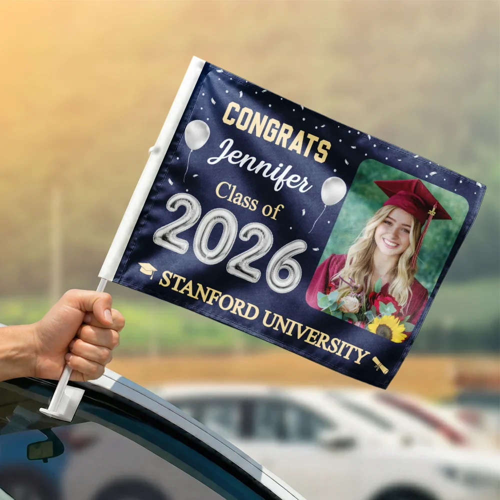 Custom Photo Congrats Proud Graduation Of The Class - Personalized Car Flag - Image 5