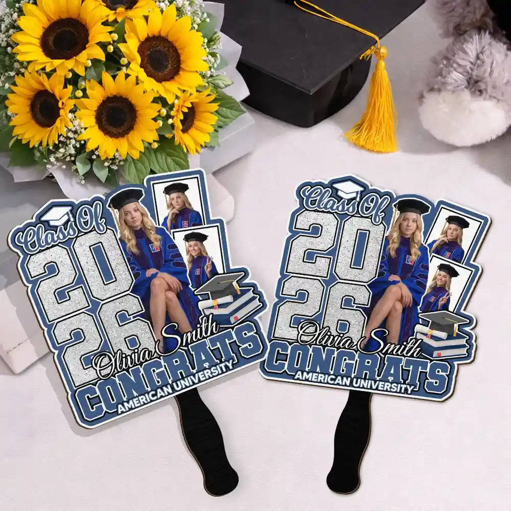 Custom Photo Congrats You Did It - Personalized Graduation Handheld Fan - Image 3