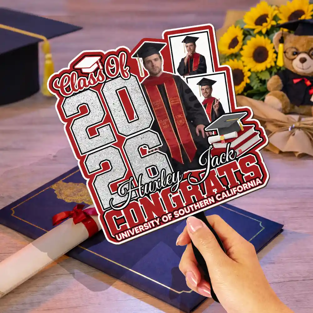 Custom Photo Congrats You Did It - Personalized Graduation Handheld Fan - Image 4