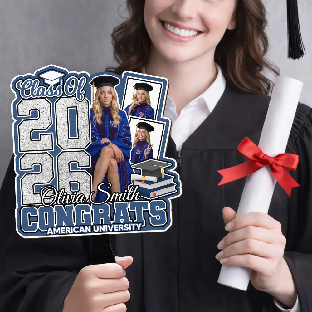 Custom Photo Congrats You Did It - Personalized Graduation Handheld Fan - Image 6