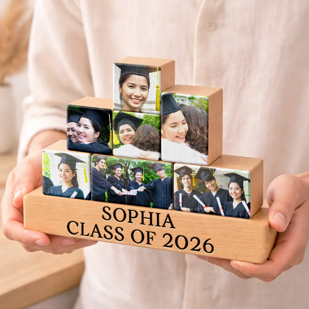 Custom Photo Congratulations Graduate - Personalized Wooden Stacking Photo Blocks - Image 5