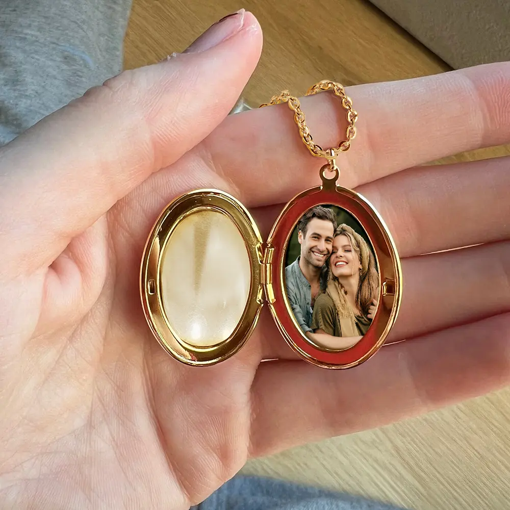 Custom Photo Couple Always Holding Hands - Personalized Locket Necklace - Image 4