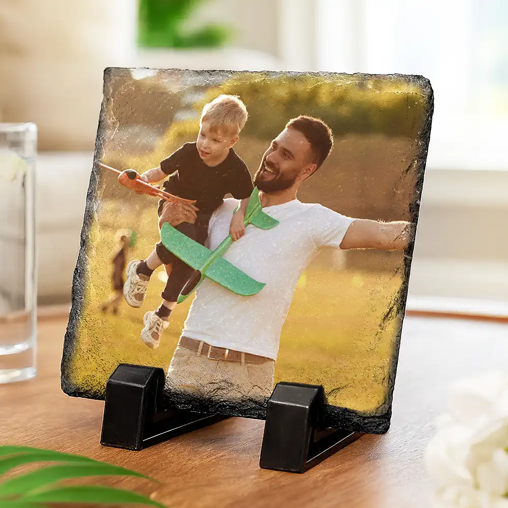 Custom Photo Couple Bestie Family Pet - Personalized Slate Coaster - Image 3