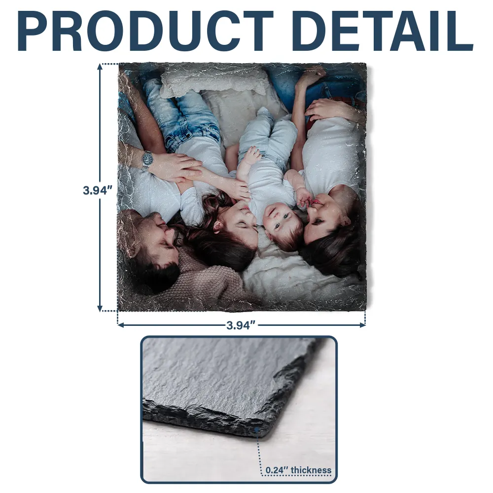 Custom Photo Couple Bestie Family Pet - Personalized Slate Coaster - Image 5