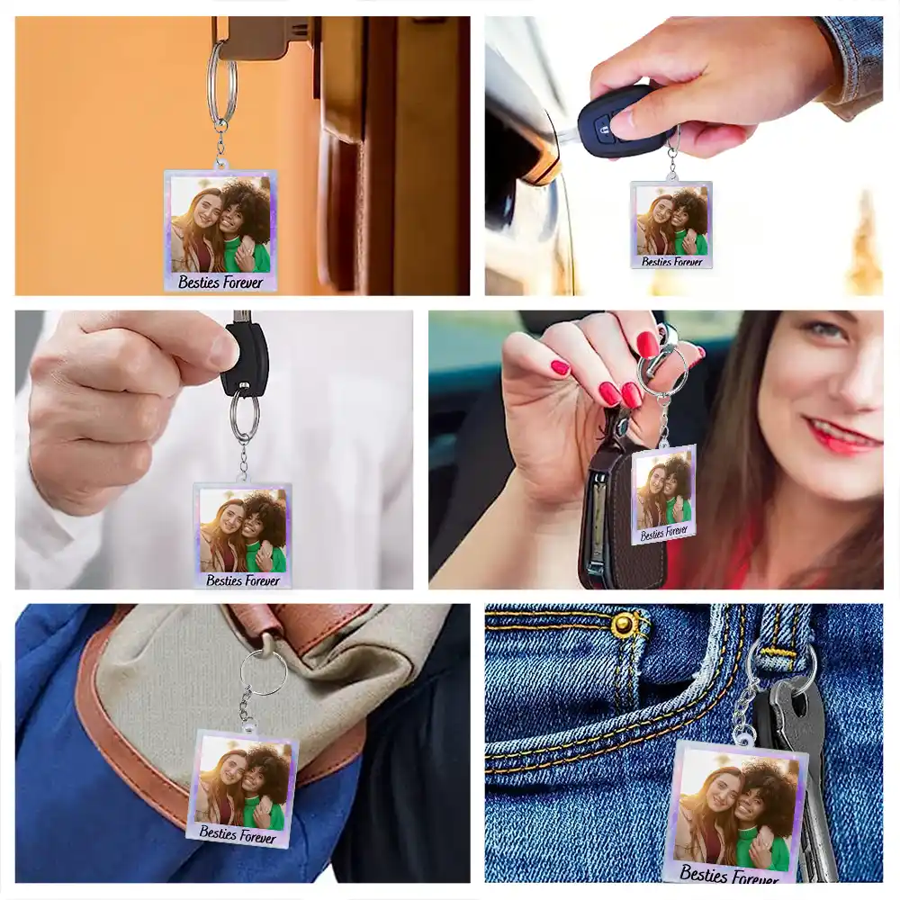 Custom Photo Couple Bestie Sister Family - Personalized Acrylic Keychain - Image 6