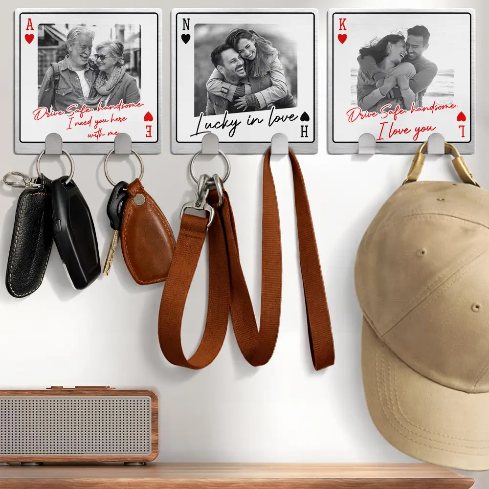 Custom Photo Couple Drive Safe Handsome Playing Card - Personalized Mini Key Hook - Image 3