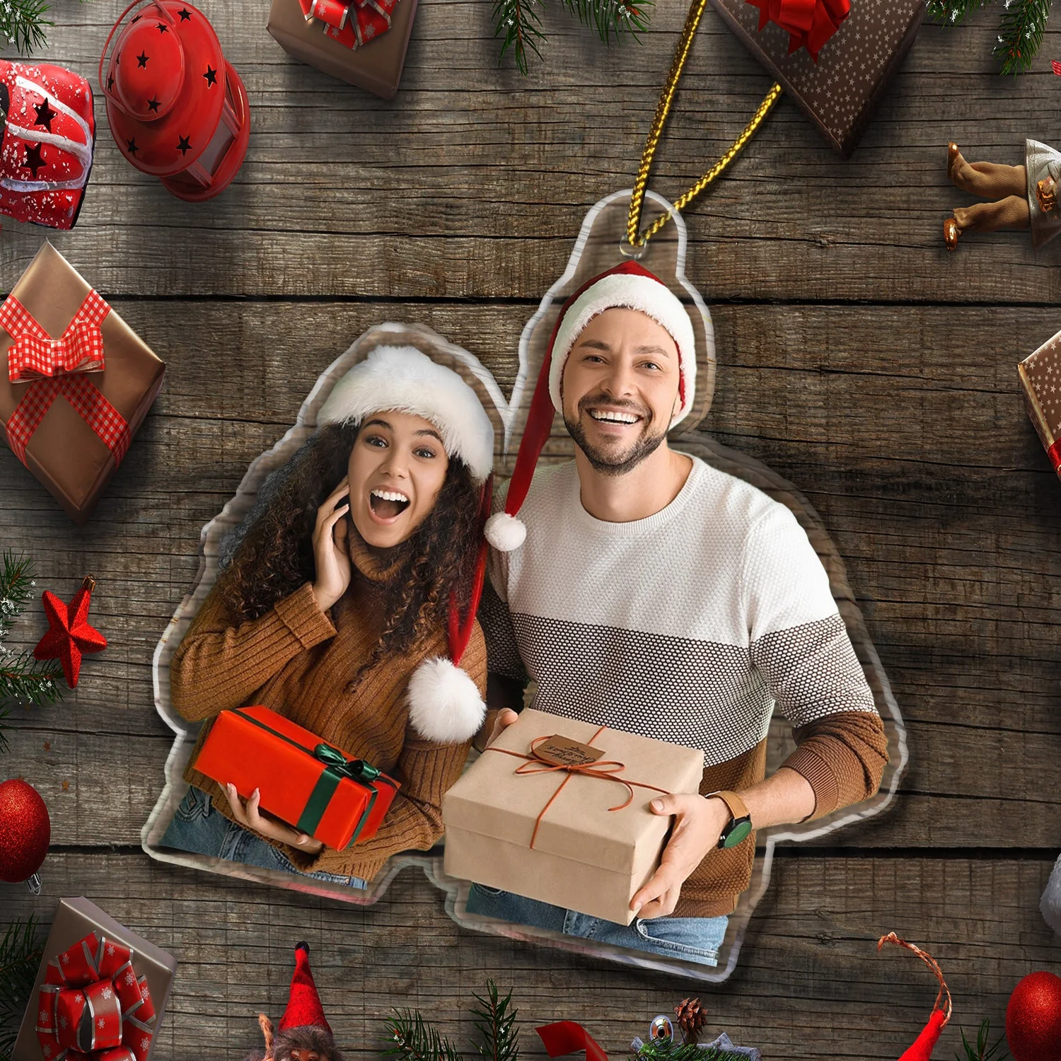 Custom Photo Couple Family - Christmas Gift For Couples - Personalized Acrylic Photo Ornament - Image 6