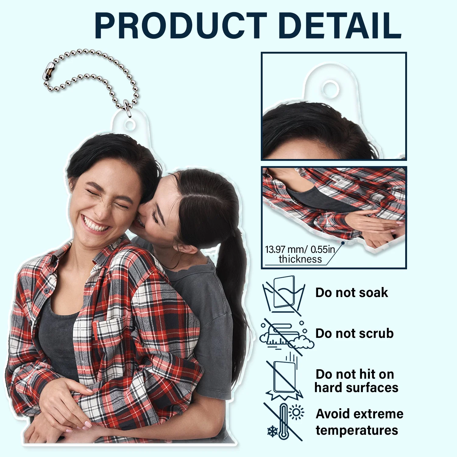 Custom Photo Couple Family - Gift For Couples - Personalized Acrylic Car Hanger - Image 6