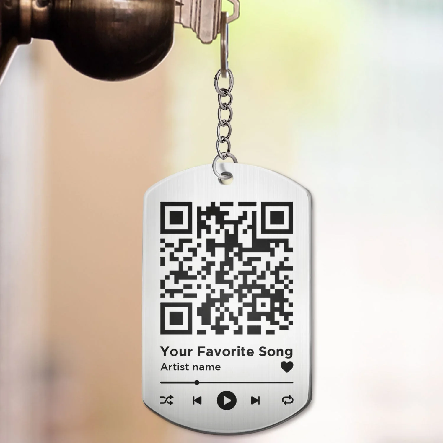 Custom Photo Couple Favorite Song - Gift For Couples - Personalized Aluminum Keychain - Image 4