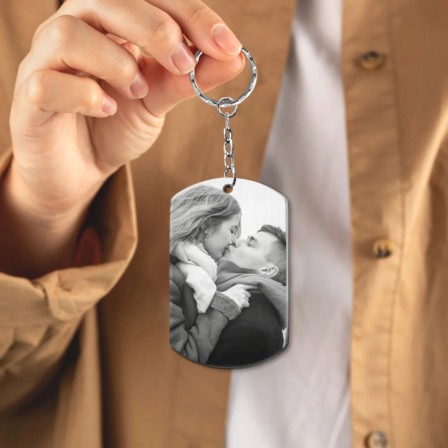 Custom Photo Couple Favorite Song - Gift For Couples - Personalized Aluminum Keychain - Image 5