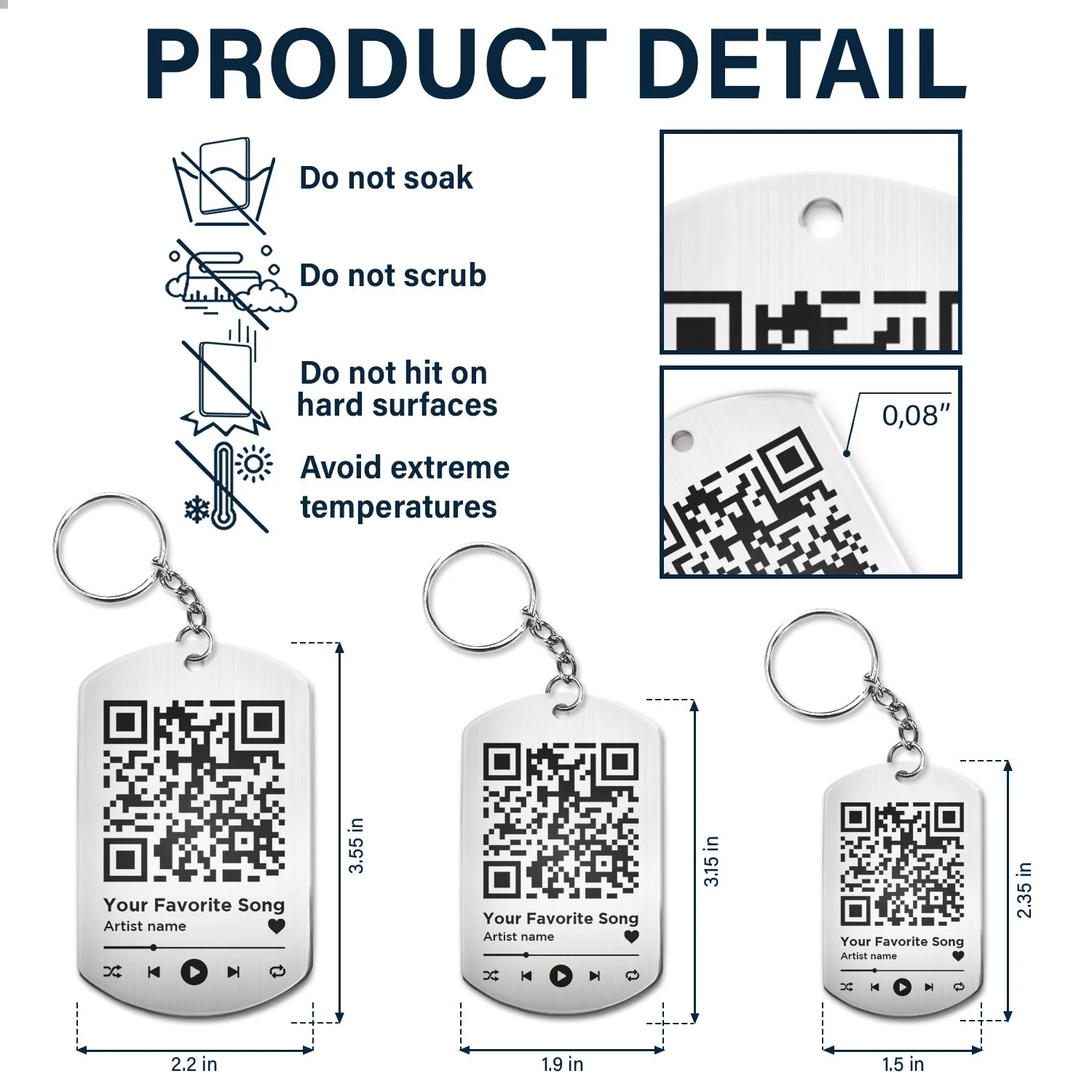 Custom Photo Couple Favorite Song - Gift For Couples - Personalized Aluminum Keychain - Image 6