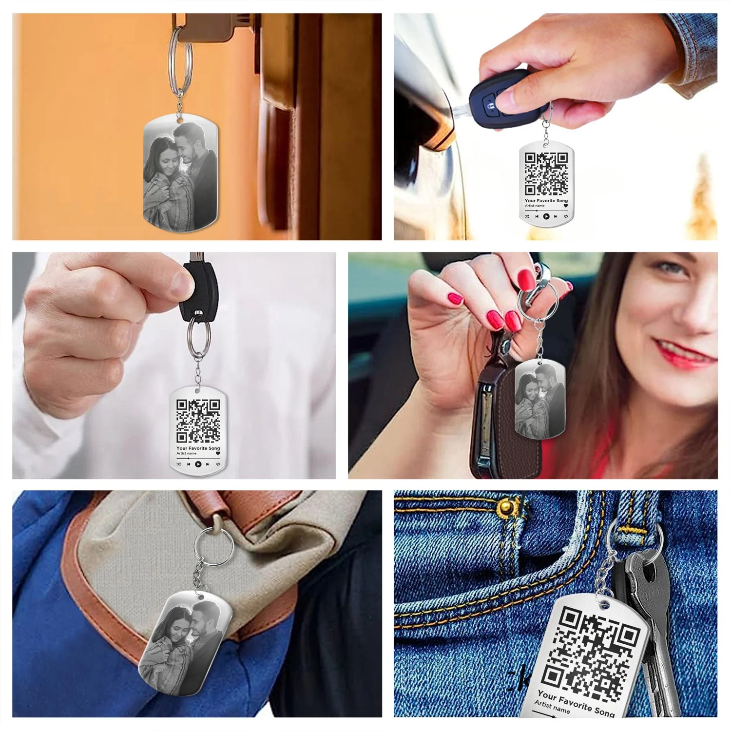 Custom Photo Couple Favorite Song - Gift For Couples - Personalized Aluminum Keychain - Image 7