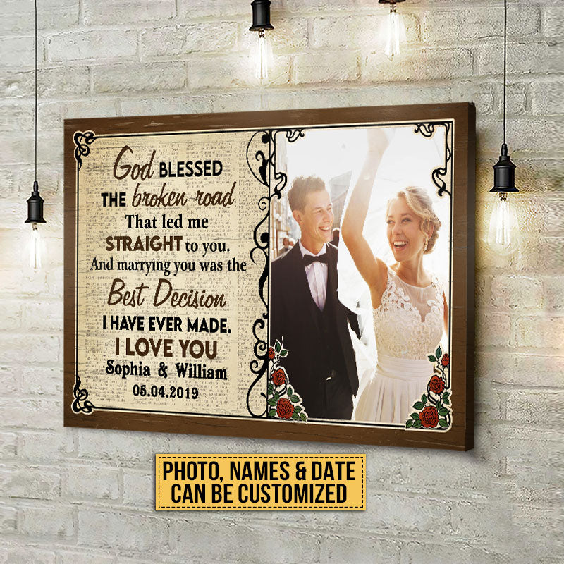 Custom Photo Couple Husband Wife God Blessed The Broken Road Photo Gift Custom Canvas, Wedding Gift, Anniversary, Wall Pictures, Wall Art, Wall Decor - Image 4