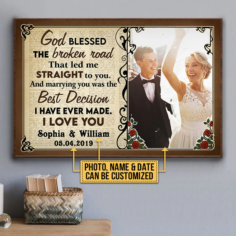 Custom Photo Couple Husband Wife God Blessed The Broken Road Photo Gift Custom Poster, Wedding Gift, Anniversary, Wall Pictures, Wall Art, Wall Decor - Image 4