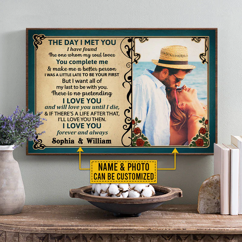 Custom Photo Couple Husband Wife The Day I Met Photo Gift Custom Poster, Wall Pictures, Wall Art, Wall Decor - Image 2