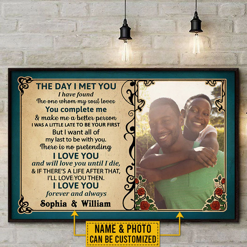 Custom Photo Couple Husband Wife The Day I Met Photo Gift Custom Poster, Wall Pictures, Wall Art, Wall Decor - Image 3