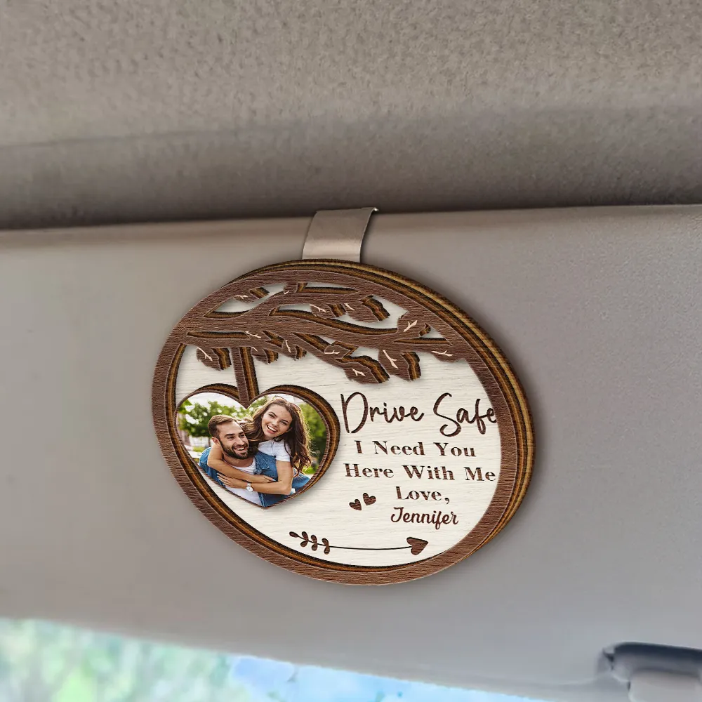 Custom Photo Couple I Need You Here With Me - Personalized Custom Shaped Car Visor Clip - Image 2