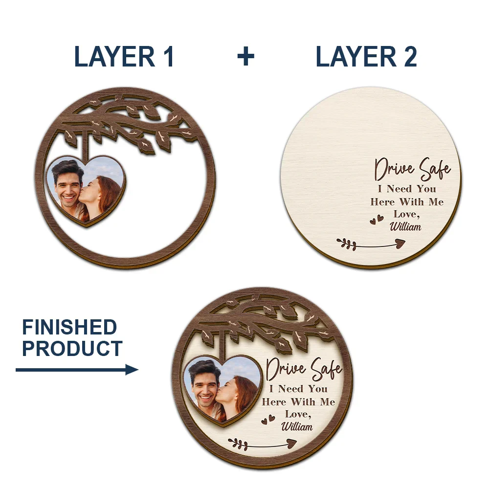 Custom Photo Couple I Need You Here With Me - Personalized Custom Shaped Car Visor Clip - Image 5