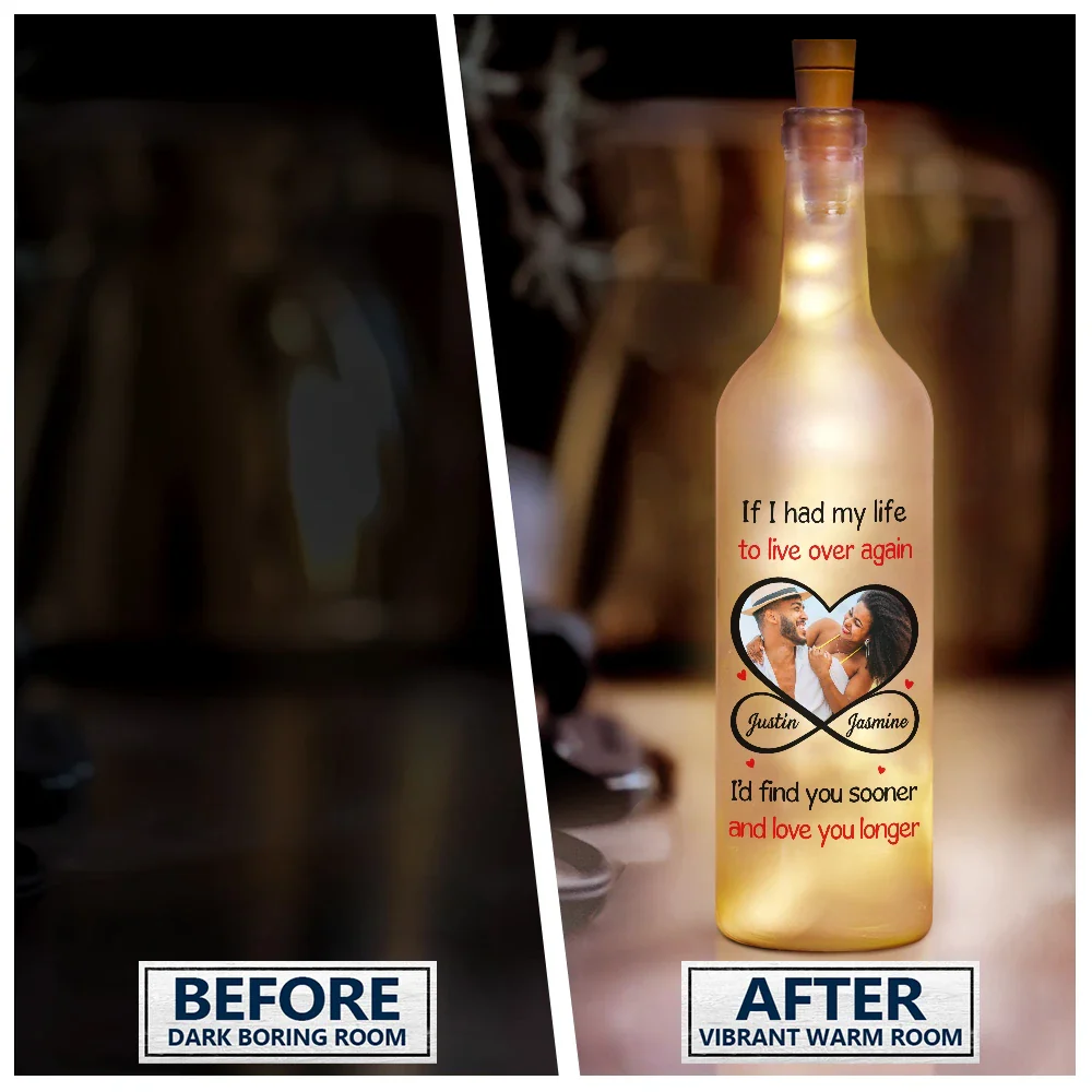 Custom Photo Couple I'd Find You Sooner And Love You Longer - Personalized Bottle Light - Image 2
