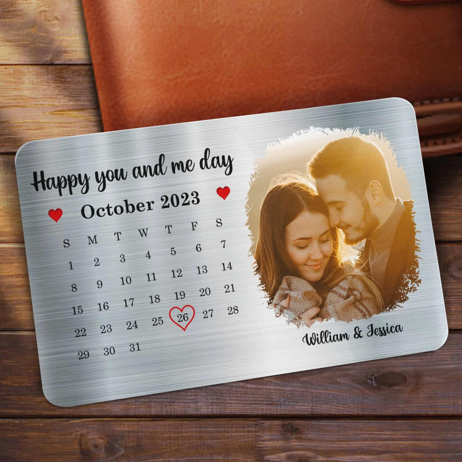 Custom Photo Couple It's You And Me Day - Gift For Couples - Personalized Aluminum Wallet Card - Image 2