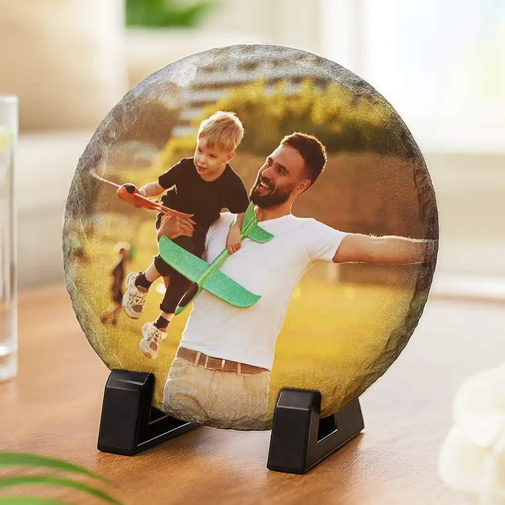 Custom Photo Couple Kid Bestie Family Pet - Personalized Slate Coaster - Image 3