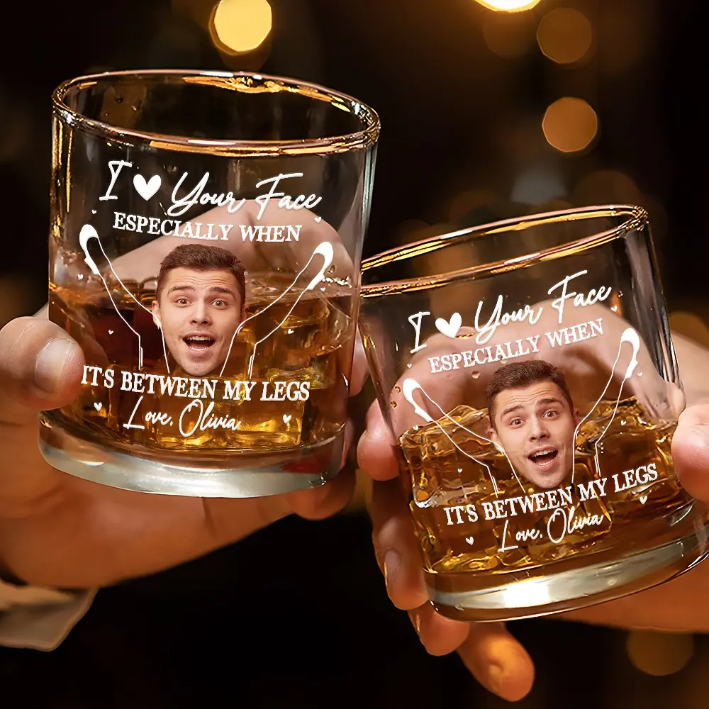 Custom Photo Couple Love Your Face - Personalized Whiskey Glass - Image 4