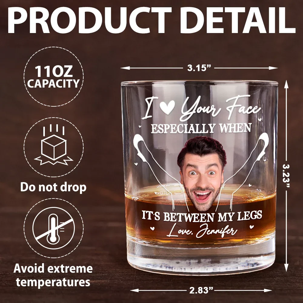 Custom Photo Couple Love Your Face - Personalized Whiskey Glass - Image 6